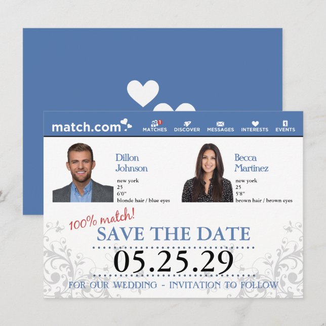 Dating Profile Save the Date Invitation (Front/Back)
