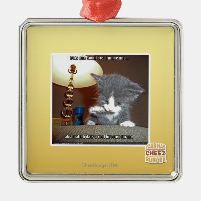Dats one small step fur me metal ornament (Front)