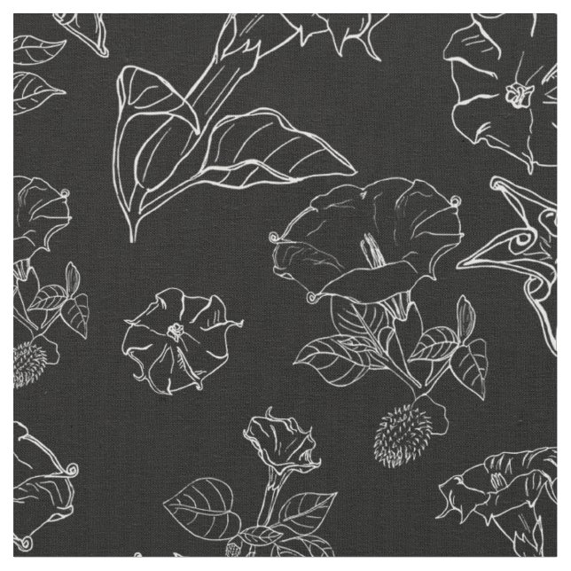 Datura Blooms Fabric (Close Up)