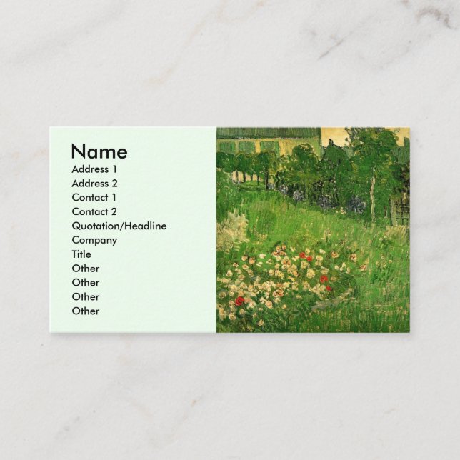 Daubigny's Garden by Vincent van Gogh, Le Jardin Business Card (Front)