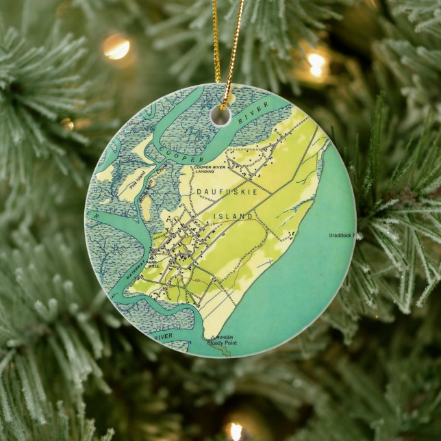 Daufuskie Island SC  Map  Ceramic Ornament (Tree)