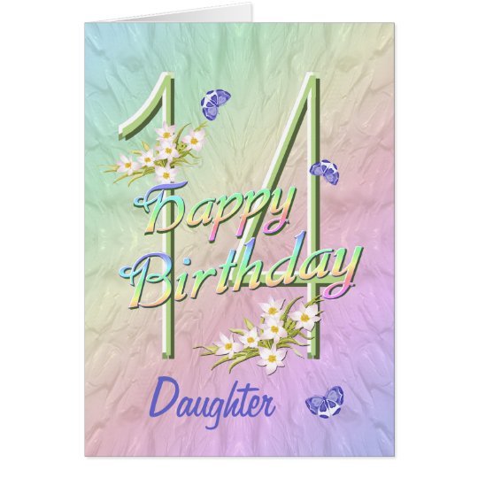 Daughter 14th Birthday Butterfly Garden Card