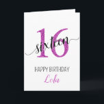 Daughter 16 pink glitter birthday card<br><div class="desc">Celebrate a milestone birthday with this elegant pink glitter-themed 16th birthday card, designed by The Arty Apples. Perfect for wishing a special young lady a happy Sweet 16, this card features a chic glittery design that adds a touch of sparkle to her special day. Whether for a daughter, niece, or...</div>