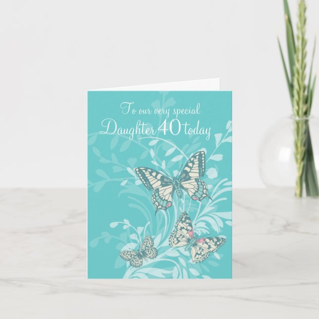 Daughter 40th birthday butterflies card (Front)