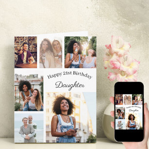 Daughter 6 Photo Collage Any Age Big Birthday Card