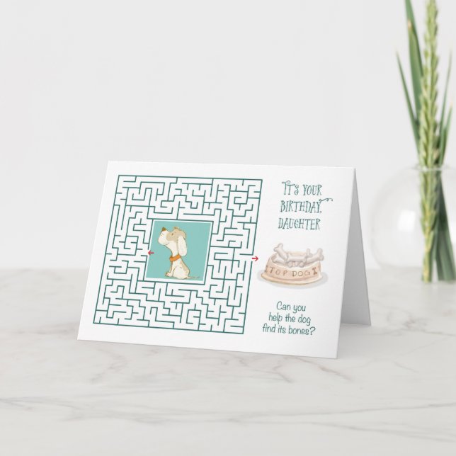 Daughter Amazing Birthday Puzzle Maze Dog  Card (Front)