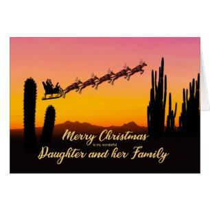 Daughter and Family Christmas Santa Over Desert