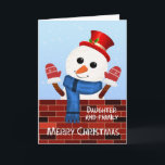 Daughter and her Family Christmas Snowman Holiday Card<br><div class="desc">Wish a Merry Christmas to your daughter and her family. Celebrate the holiday season with this delightful Christmas card showcasing a friendly snowman beside a wall decorated with cheerful chalk writing. Dressed in a red hat and gloves,  the snowman adds a playful and heartwarming touch to your festive greetings.</div>