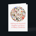 Daughter and her Fiance Circle of Christmas Holiday Card<br><div class="desc">Wish your daughter and her fiance a Merry Christmas. A circle is full of Christmas goodies, including Santa, lots of presents, Christmas trees, and reindeer. A joyful Christmas card for someone special.</div>