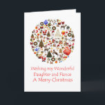 Daughter and her Fiance Circle of Christmas Holiday Card<br><div class="desc">Wish your daughter and her fiance a Merry Christmas. A circle is full of Christmas goodies,  including Santa,  lots of presents,  Christmas trees,  and reindeer. A joyful Christmas card for someone special.</div>