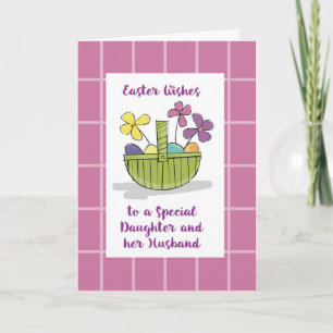 Daughter and Husband Easter Wishes Basket with Egg Card
