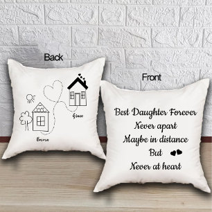 Daughter and Mom Long Distance Love Relationship Throw Pillow