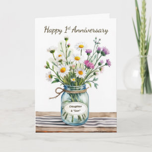 Daughter and Son in Law 1st Anniversary Wildflower Card