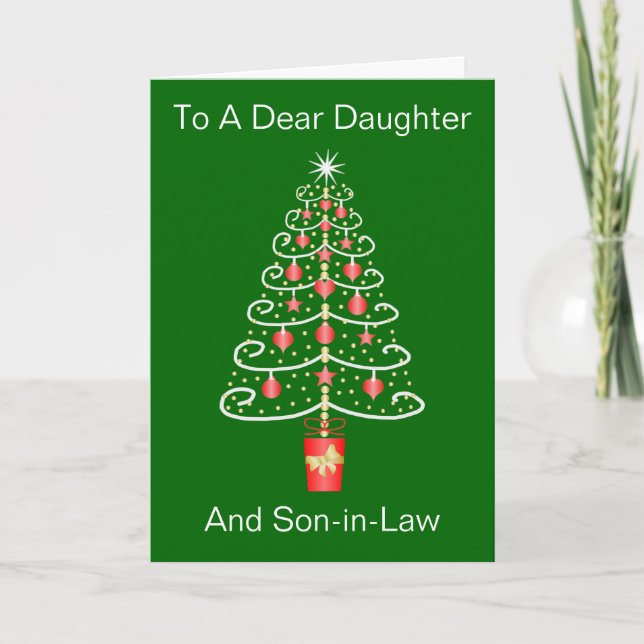 Daughter And Son In Law Christmas Card Tree Design (Front)