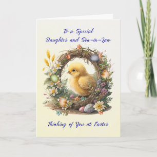 Daughter and Son in Law Easter Chick in Grapevine Card