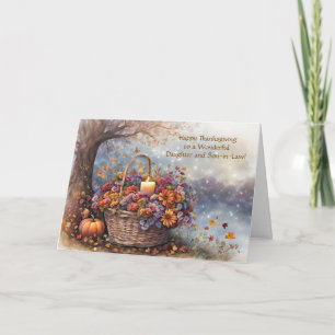 Daughter and Son-in Law Happy Thanksgiving Basket  Card