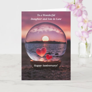 Daughter and Son in Law Hearts Anniversary Card