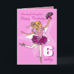 Daughter ballerina birthday pink purple age card<br><div class="desc">Cute modern graphic girls ballerina age 6 birthday card. Personalise this item to suit your requirements. Uniquely designed and illustrated by Sarah Trett.</div>