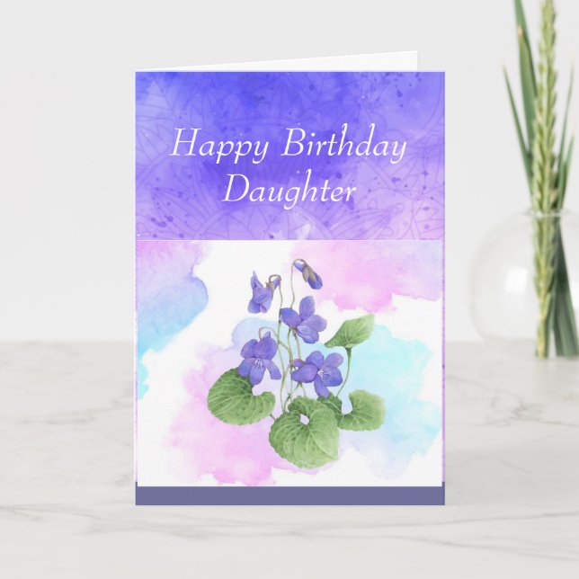 Daughter Birthday African Violet Flower Poem Holiday Card (Front)