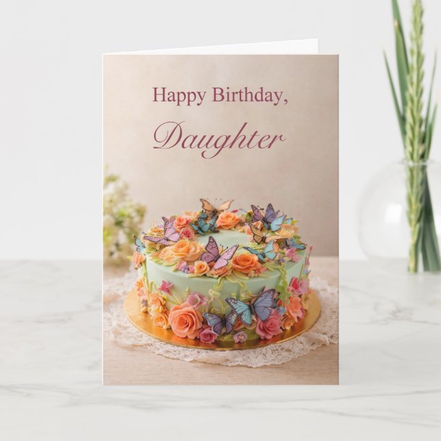Daughter Birthday Butterfly Cake card (Front)