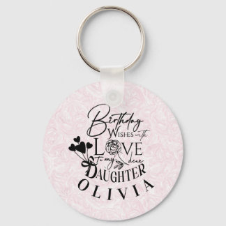Daughter Birthday Calligraphy Custom Name Modern Keychain
