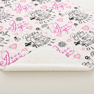 Daughter  Birthday Calligraphy Custom Name  Modern Sherpa Blanket