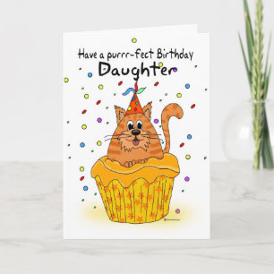 daughter birthday card with ginger cupcake cat
