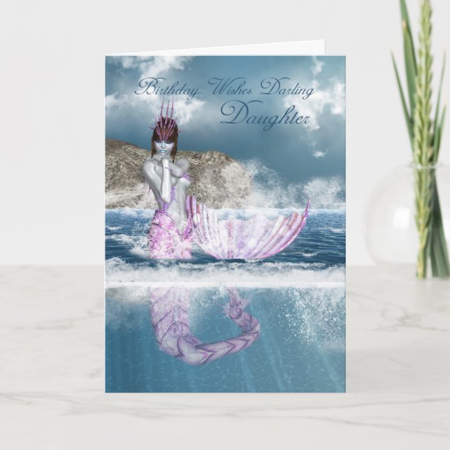 Daughter Birthday Fantasy Mermaid With Ocean View Card (Front)