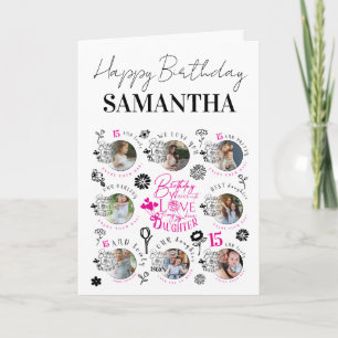 Daughter Birthday Photo Collage Typography  Card