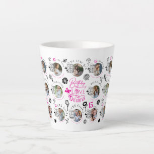 Daughter Birthday Photo Collage Typography  Latte Mug