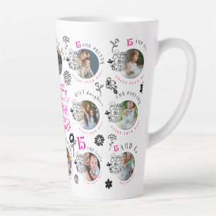 Daughter Birthday Photo Collage Typography Latte Mug
