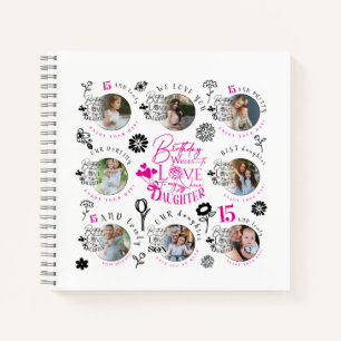 Daughter Birthday Photo Collage Typography  Notebook