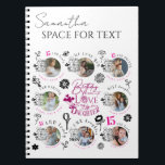 Daughter Birthday Photo Collage Typography Notebook<br><div class="desc">This birthday design is created for a daughter and features a modern multi-image layout that highlights eight photos in a soft, balanced photo montage composition. It is suitable for daughters of different ages, from childhood through teenage and middle-aged years, and can also be used for someone who is like a...</div>