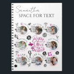 Daughter Birthday Photo Collage Typography  Notebook<br><div class="desc">This birthday design is created for a daughter and features a modern multi-image layout that highlights eight photos in a soft, balanced photo montage composition. It is suitable for daughters of different ages, from childhood through teenage and middle-aged years, and can also be used for someone who is like a...</div>