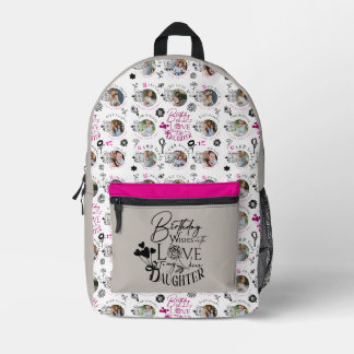 Daughter Birthday Photo Collage Typography  Printed Backpack