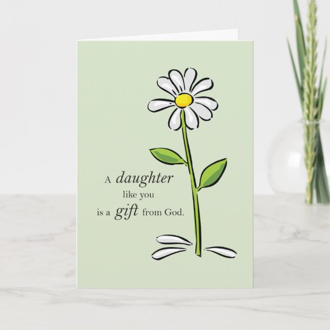 Daughter Birthday, Religious Green Daisy Flower Ap Card (Front)