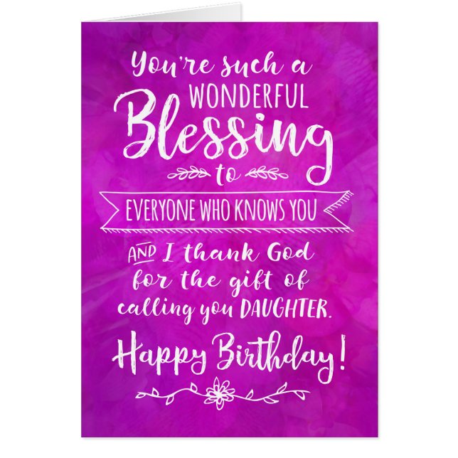 Daughter Birthday, You're a Wonderful Blessing (Front)