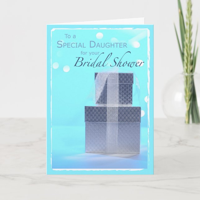 Daughter, Bridal Shower Gifts, Light Blue & Silver Thank You Card (Front)