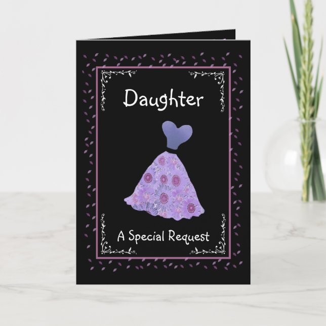 DAUGHTER - Bridesmaid - Purple Flowered Dress Invitation (Front)
