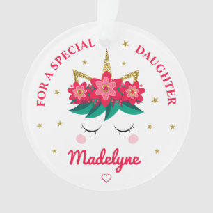 Daughter Christmas Unicorn Personalized Ornament