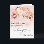 Daughter Custom Floral Peach Watercolor Birthday Card<br><div class="desc">This design may be personalized in the area provided by changing the photo and/or text. Or it can be customized by clicking Personalize this Template and then choosing the click to customize further option and delete or change the colour of the background, add text, change the text colour or style,...</div>