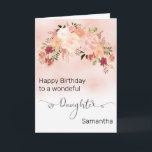Daughter Custom Floral Peach Watercolor Birthday Card<br><div class="desc">This design may be personalized in the area provided by changing the photo and/or text. Or it can be customized by clicking Personalize this Template and then choosing the click to customize further option and delete or change the colour of the background, add text, change the text colour or style,...</div>