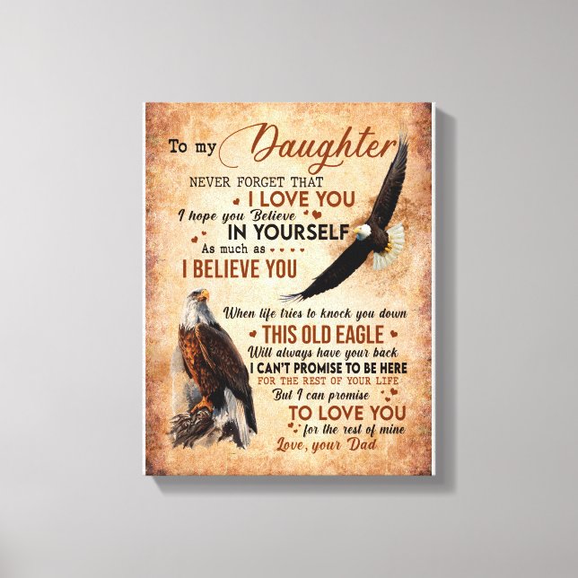 Daughter Gift | Letter To My Daughter From Dad Canvas Print (Front)