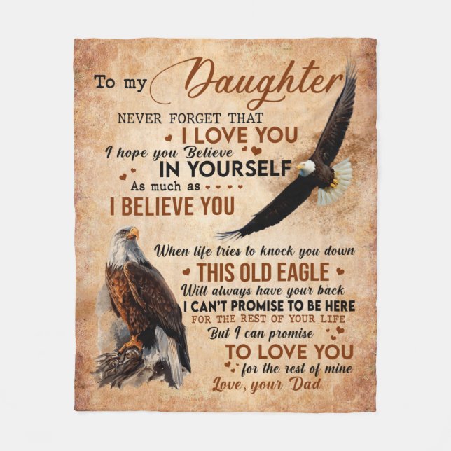 Daughter Gift | Letter To My Daughter From Dad Fleece Blanket (Front)