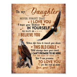 Daughter Gift   Letter To My Daughter From Dad Photo Print