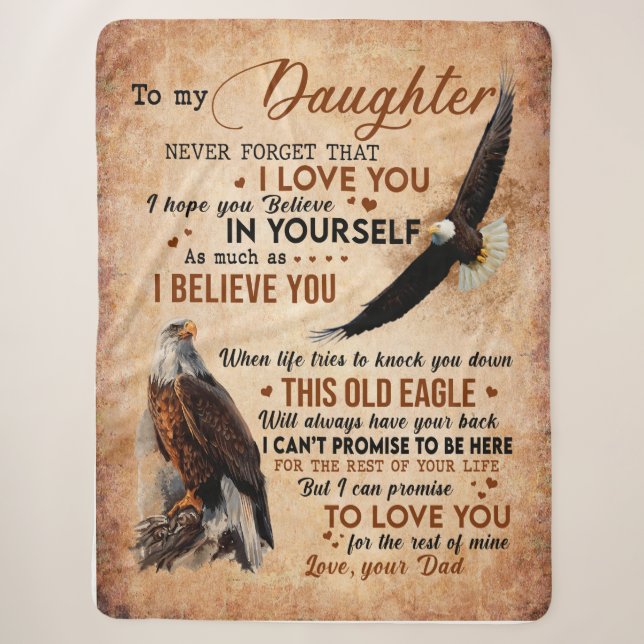 Daughter Gift | Letter To My Daughter From Dad Sherpa Blanket (Front)