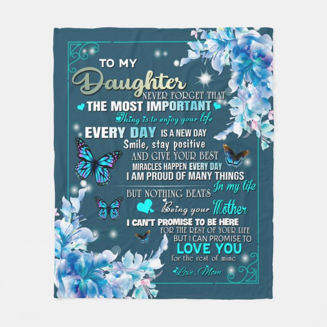 Daughter Gift | Letter To My Daughter From Mom Fleece Blanket (Front)