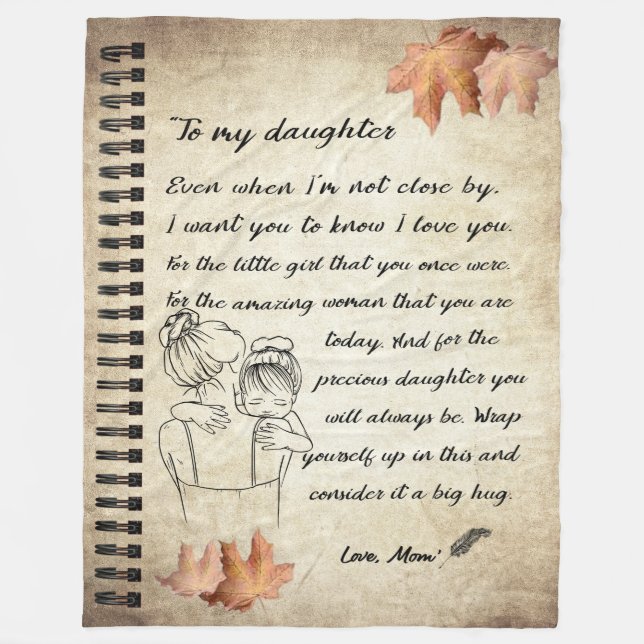 Daughter Gift | Letter To My Daughter From Mom Fleece Blanket (Front)