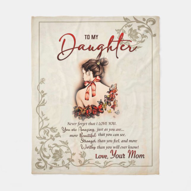 Daughter Gift | Letter To My Daughter From Mom Fleece Blanket (Front)