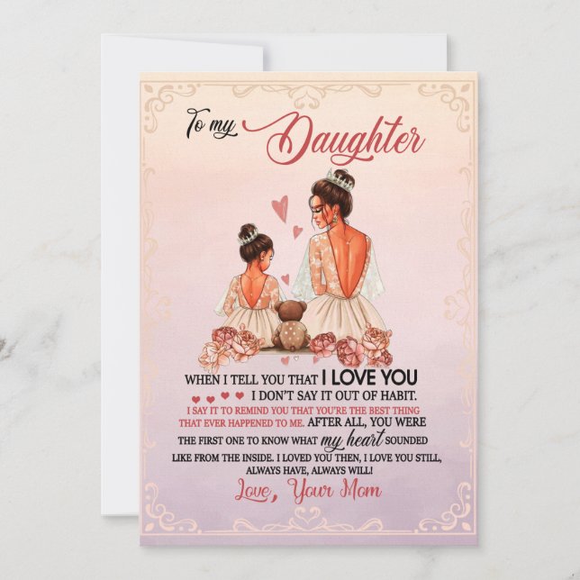 Daughter Gift | Letter To My Daughter From Mom Holiday Card (Front)